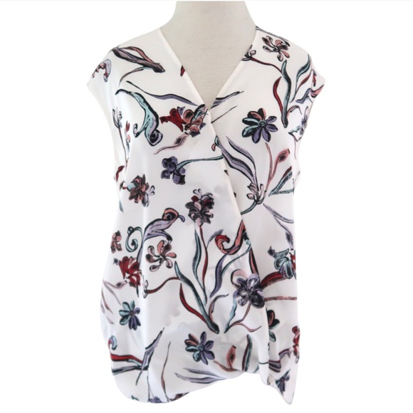 3.1 PHILLIP LIM FLORAL PRINT SOFT DRAPED SLEEVELESS TOP - Picture 1 of 8